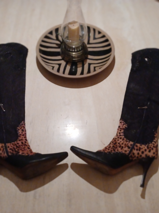 Donald J. Pliner Shoes - DONALD J PLINER Leather/Calf Hair Leopard Print OTK Stiletto Boots-8.5
